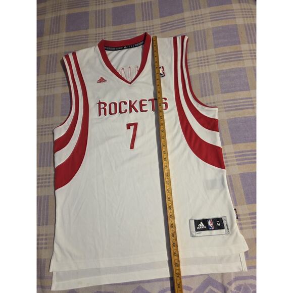 Jeremy Lin Houston Rockets Adidas White Red Number #7 Jersey Medium +2 Length - Picture 8 of 12